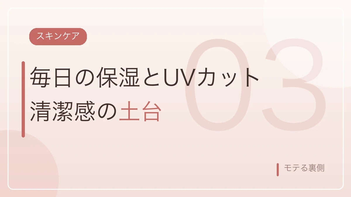 婚活美容のスキンケアは保湿とUVカットが清潔感の土台になると示すバナー画像
