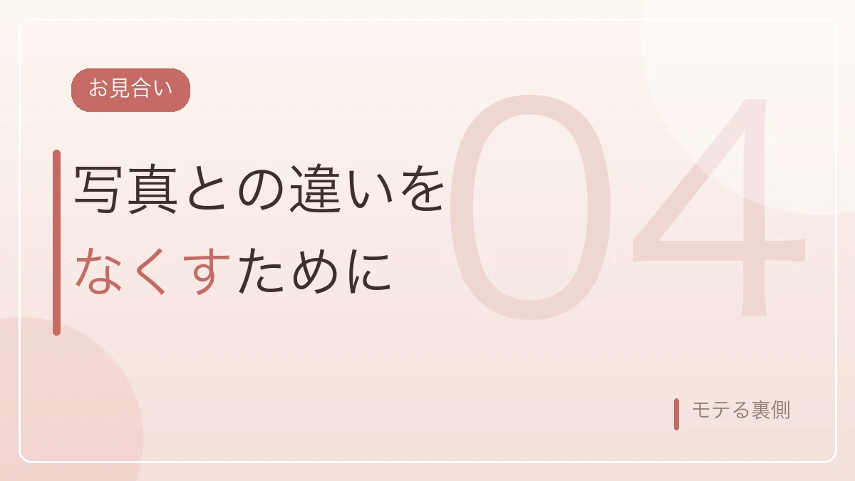 写真との違いをなくすためにお見合いでも着けたことを示すバナー画像